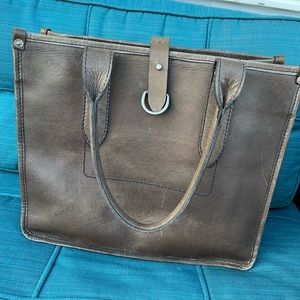 Frye Amy Leather Gray Smoke Tote Shopper Retail $448